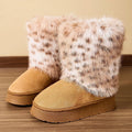 Dearvella Winter Leopard Fleece Plush Boot